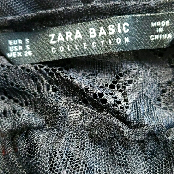 Zara black lace short-sleeved dress, size S - Picture 9 of 12
